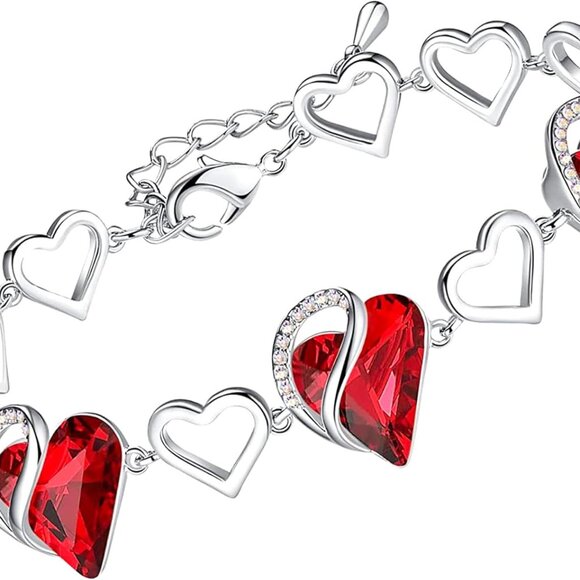 Infinity Love Heart Link Bracelets Birthstone or Healing Stone Crystal Bracelet